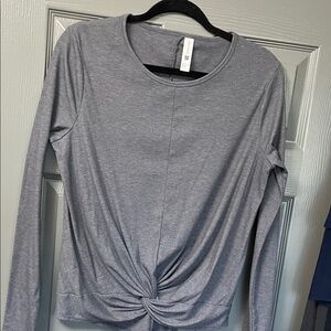 Women's Gray Twist-Front Long Sleeve Top